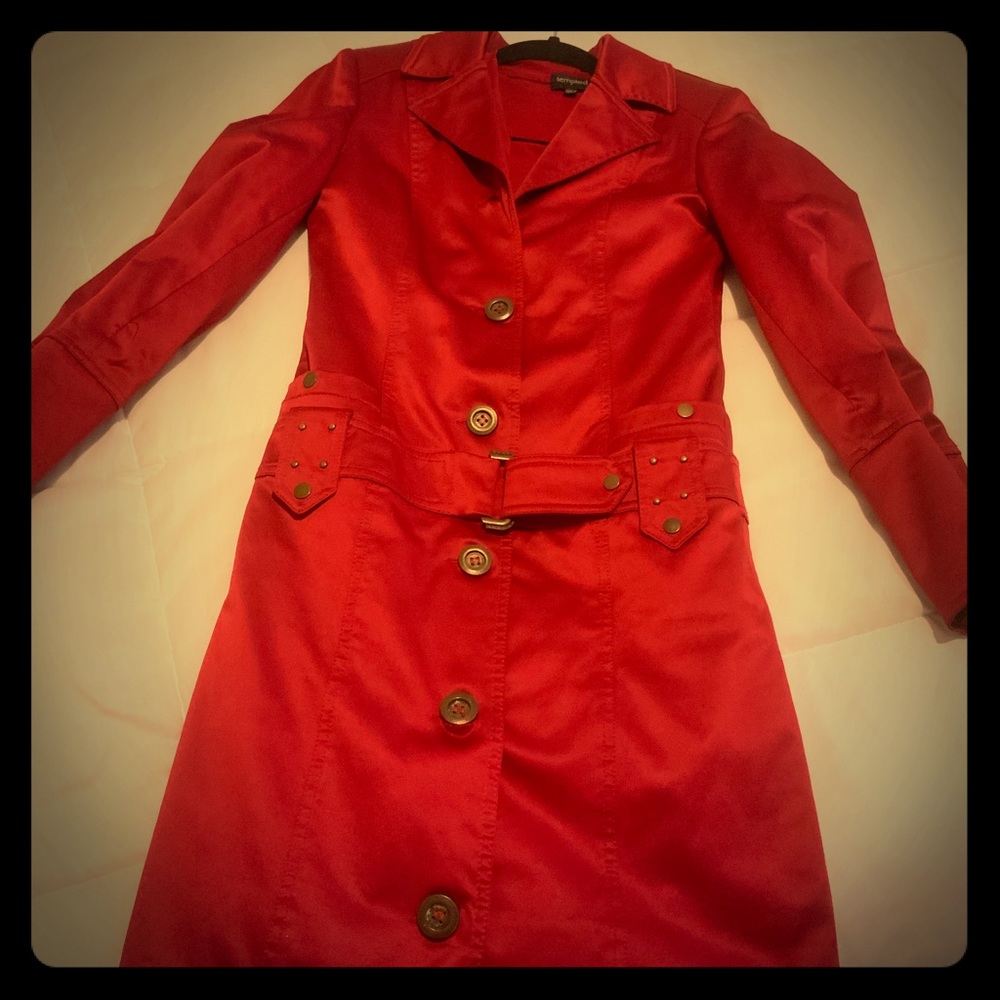 Women’s long jacket / red / satin